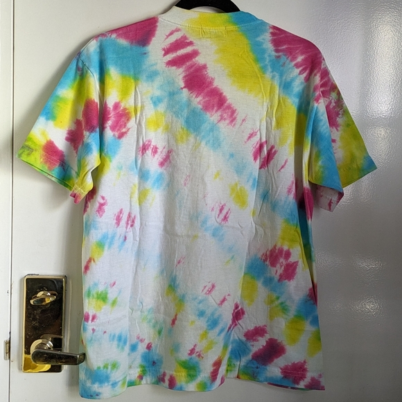 Philippines Souvenir Tie-dyed Rainbow T-shirt Palm Tree Pink Blue Yellow White - Picture 12 of 12